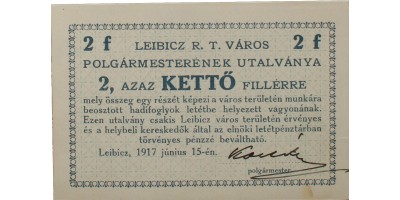 Leibicz 2 fillér 1917
